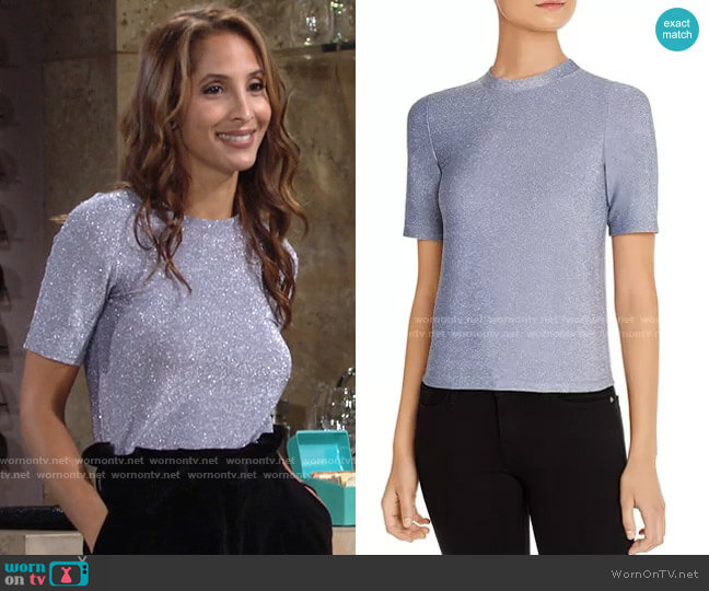 Fore Metallic Short-Sleeve Top worn by Lily Winters (Christel Khalil) on The Young and the Restless