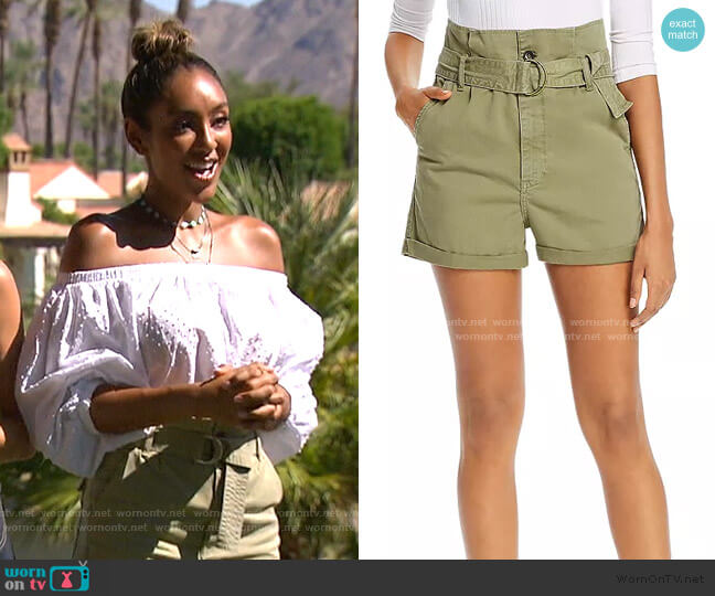 Frame Safari Belted Shorts worn by Tayshia Adams on The Bachelorette