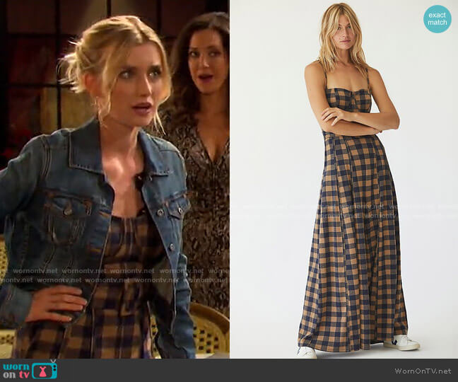 Free People Hold Me Tight Plaid Jumpsuit worn by Claire Brady (Isabel Durant ) on Days of our Lives