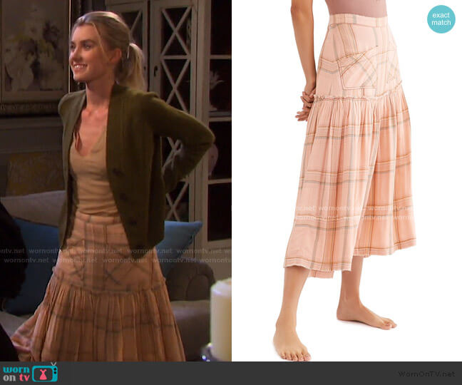 Free People Plaid Forever Midi Skirt worn by Claire Brady (Isabel Durant ) on Days of our Lives