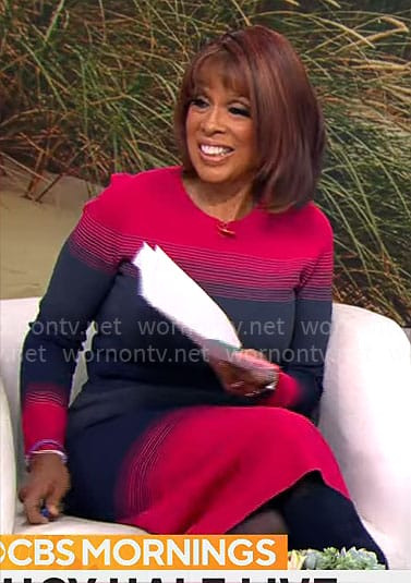 Gayle’s ombre long sleeve sweater and skirt on CBS This Morning