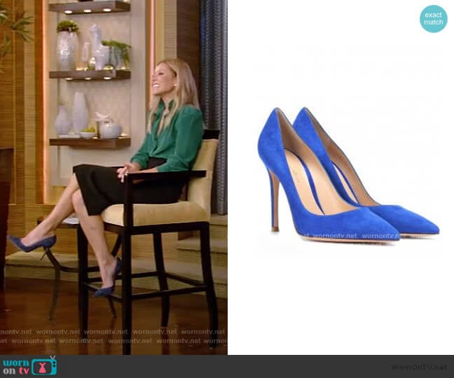 by Gianvito Rossi Suede Pumps worn by Kelly Ripa on Live with Kelly and Mark