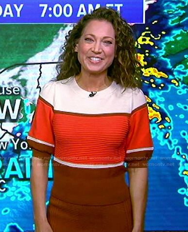 Ginger’s colorblock short sleeve sweater on Good Morning America