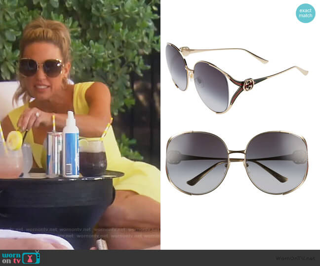 Gucci 63mm Gradient Oversize Open Temple Round Sunglasses worn by Braunwyn Windham-Burke on The Real Housewives of Orange County