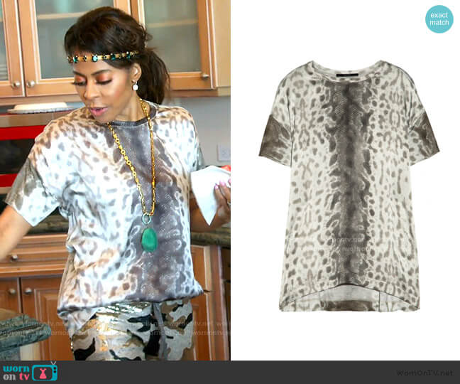 Gucci Snake-Print Silk T-Shirt worn by Mary Cosby on The Real Housewives of Salt Lake City