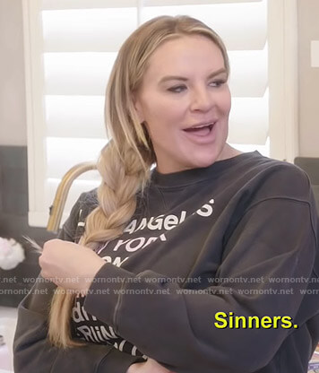 Heather’s black printed sweatshirt on The Real Housewives of Salt Lake City
