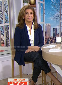 Hoda’s navy draped cardigan on Today