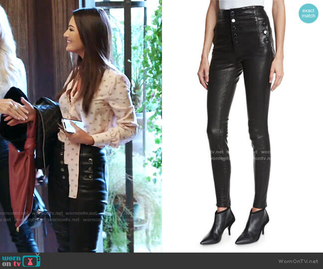J Brand Natasha Sky High Leather Skinny Pants worn by Lisa Barlow on The Real Housewives of Salt Lake City