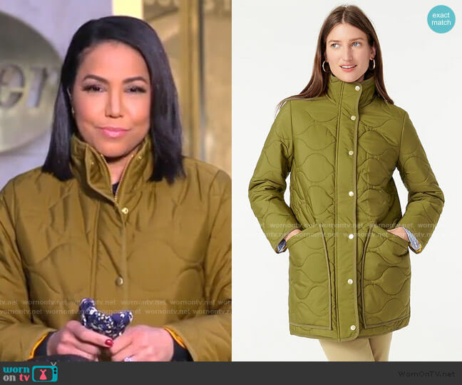 J. Crew Quilted Cocoon Puffer with PrimaLoft worn by Stephanie Ramos on Good Morning America