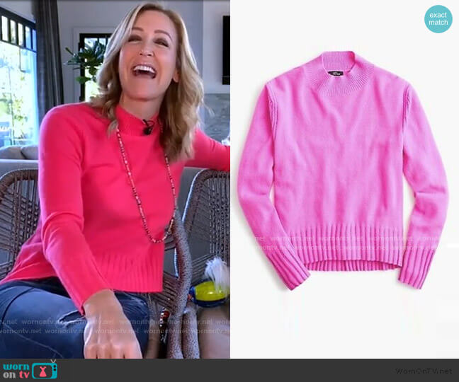 J. Crew Cashmere Mockneck Sweater worn by Lara Spencer on Good Morning America