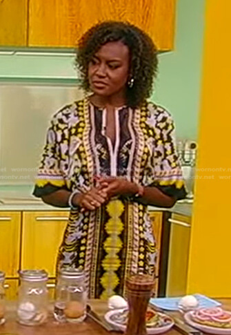 Janai’s mixed print midi dress on Good Morning America