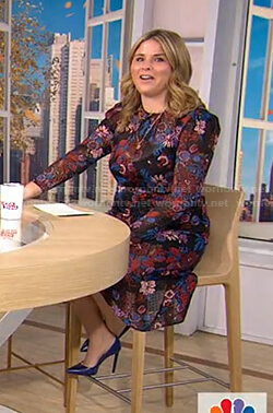 Jenna’s black floral midi dress on Today