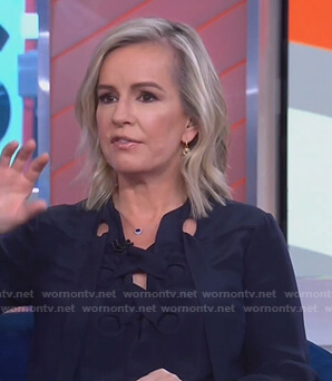 Dr. Jennifer Ashton’s navy lace-up blouse on Good Morning America