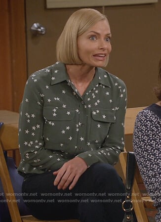 Jill’s green star print shirt on Mom