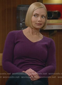 Jill’s purple v-neck sweater on Mom