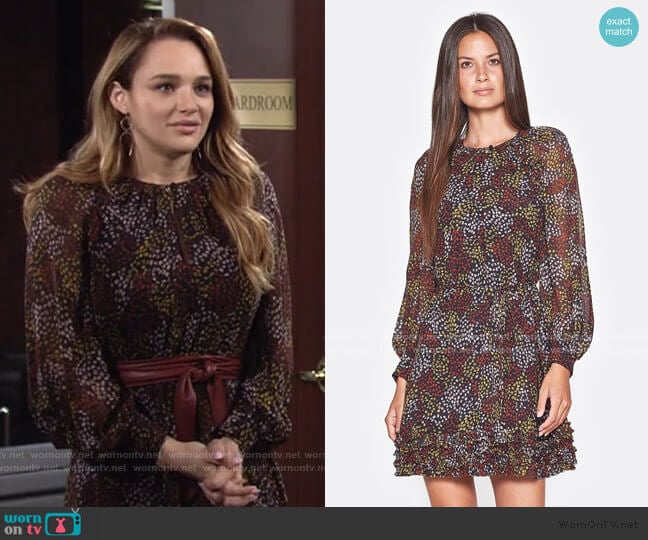 Joie Donetta Printed Silk Dress worn by Summer Newman (Hunter King) on The Young and the Restless