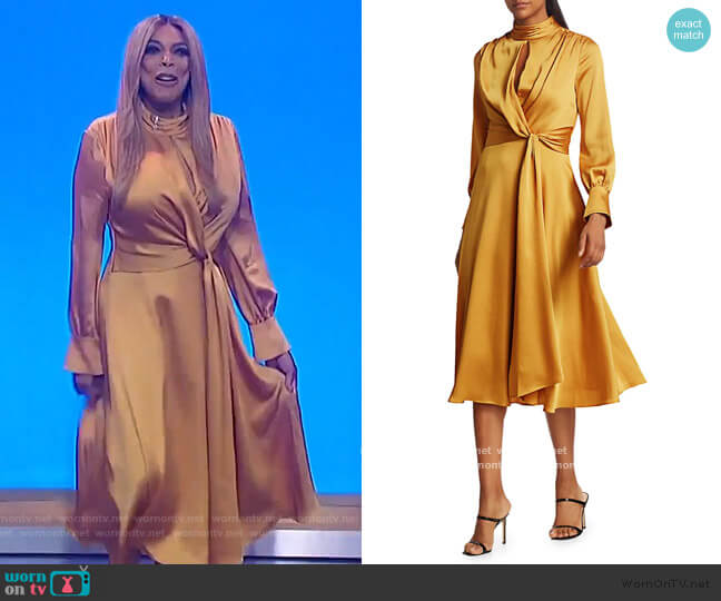Jonathan Simkhai Fluid Satin Midi Dress worn by Wendy Williams on The Wendy Williams Show