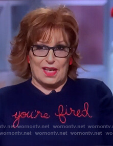 Joy’s blue you’re fired sweater on The View