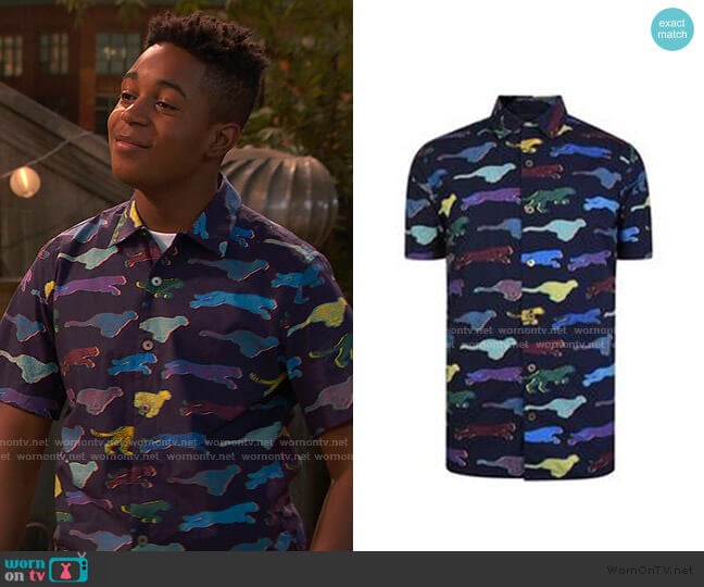 Just Cavalli Cheetah Print Shirt worn by Booker Baxter (Issac Ryan Brown) on Ravens Home