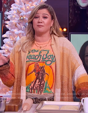 Kelly’s orange ombre cardigan on The Kelly Clarkson Show
