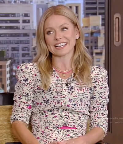 Kelly’s white floral midi dress on Live with Kelly and Ryan