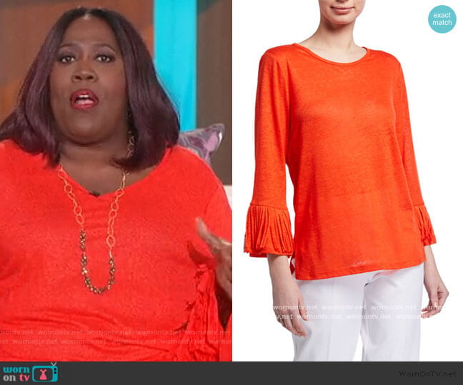 Kobi Halperin Juliana Linen Jersey Top worn by Sheryl Underwood on The Talk
