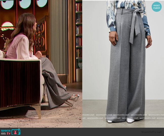 Lafayette 148 Euphoric Melange Tillary Wide Leg pants worn by Drew Barrymore on The Drew Barrymore Show