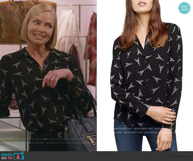 L'Agence Holly Printed Blouse worn by Jill Kendall (Jaime Pressly) on Mom