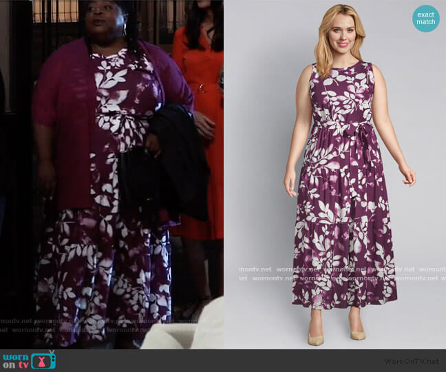 Lane Bryant Floral Tiered Maxi Dress worn by Epiphany Johnson (Sonya Eddy) on General Hospital