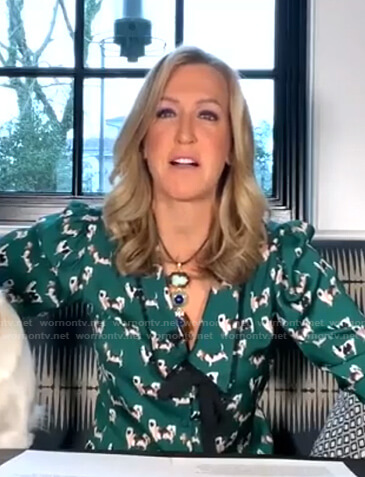 Lara’s green dog print blouse on Good Morning America
