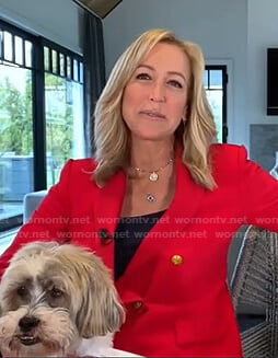 Lara’s red double breasted blazer on Good Morning America
