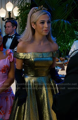 Lexi’s metallic off-shoulder gown on Saved By The Bell