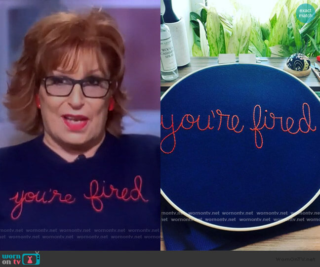 Lingua Franca you're fired sweater worn by Joy Behar on The View