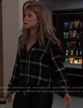 Lulu’s black plaid tie front shirt on General Hospital