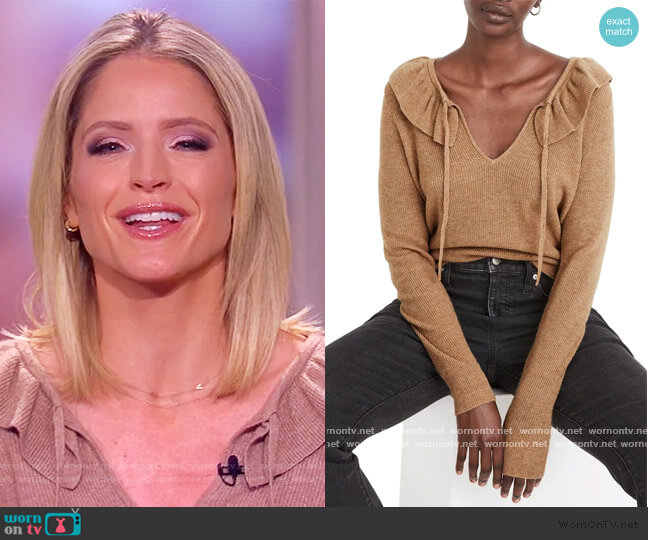 Madewell Tie Neck Ruffle Pullover Sweater worn by Sara Haines on The View