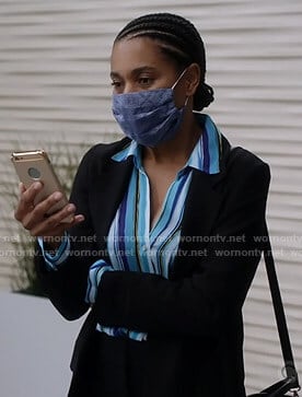 Maggie’s blue striped blouse on Greys Anatomy