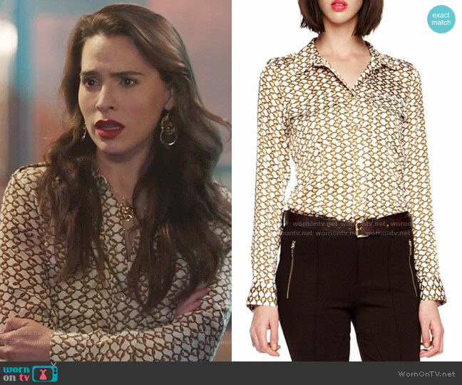 MICHAEL Michael Kors Durham Chain Blouse worn by Ginger Sweet (Melia Kreiling) on Filthy Rich
