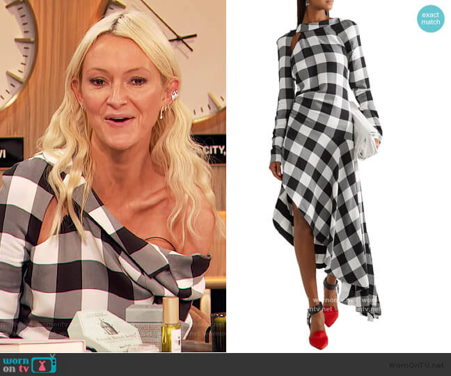 Monse Asymmetric cutout gingham crepe midi dress