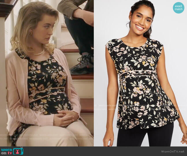 Motherhood Floral Peplum Maternity Top worn by Becky Monreaux (Olivia Macklin) on Filthy Rich
