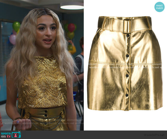 Msgm Metallic Pencil Mini Skirt worn by Lexi (Josie Totah) on Saved By The Bell