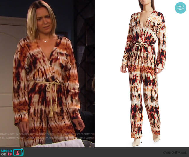 Nanushka Jax Tie-Dye Jumpsuit worn by Nicole Walker (Arianne Zucker) on Days of our Lives