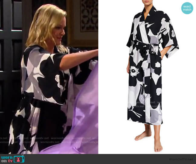 Natori Bonita Floral Print Long Robe worn by Belle Brady (Martha Madison) on Days of our Lives