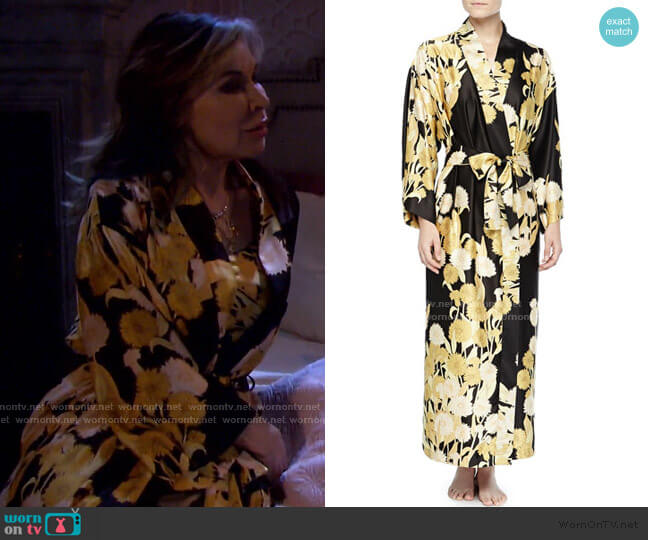 Natori Irina Floral-Print Long Robe worn by Kate Roberts (Lauren Koslow) on Days of our Lives