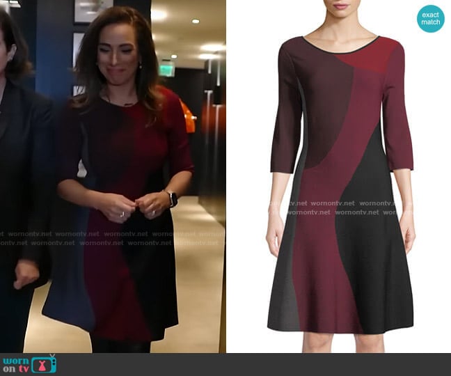 Nic + Zoe Round-Neck 3/4-Sleeve Colorblock Twirl Dress worn by Michelle Miller on CBS Mornings