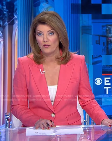 Norah’s pink blazer on CBS Evening News
