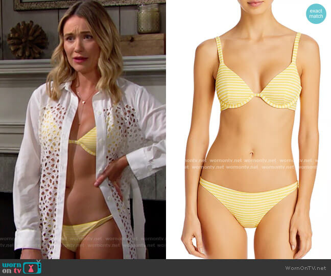 Onia Anna Striped Underwire Bikini Top worn by Flo Fulton (Katrina Bowden) on The Bold and the Beautiful