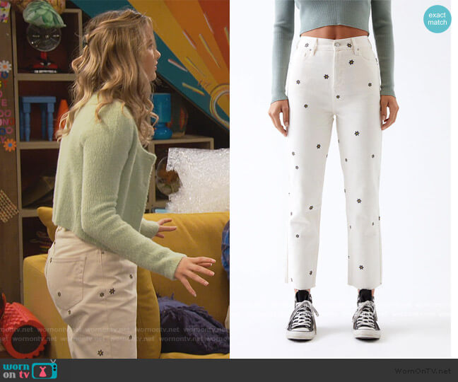 PacSun White Daisies High Rise Straight Leg Jeans worn by Lex (Jules LeBlanc) on Side Hustle