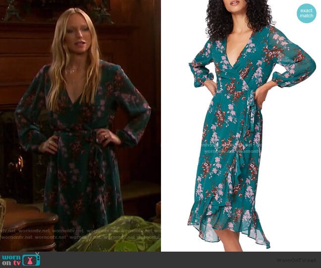Paige Palazzo Print Long Sleeve Silk Wrap Dress worn by Abigail Deveraux (Marci Miller) on Days of our Lives