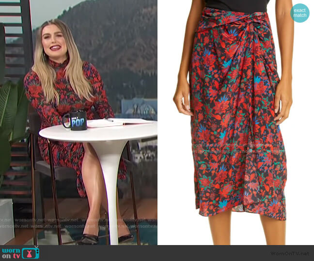 Rag & Bone Amber Silk Midi Skirt worn by Carissa Loethen Culiner on E! News