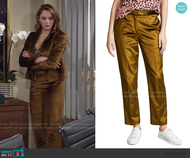 Rag & Bone Poppy Velvet Pants worn by Summer Newman (Hunter King) on The Young and the Restless